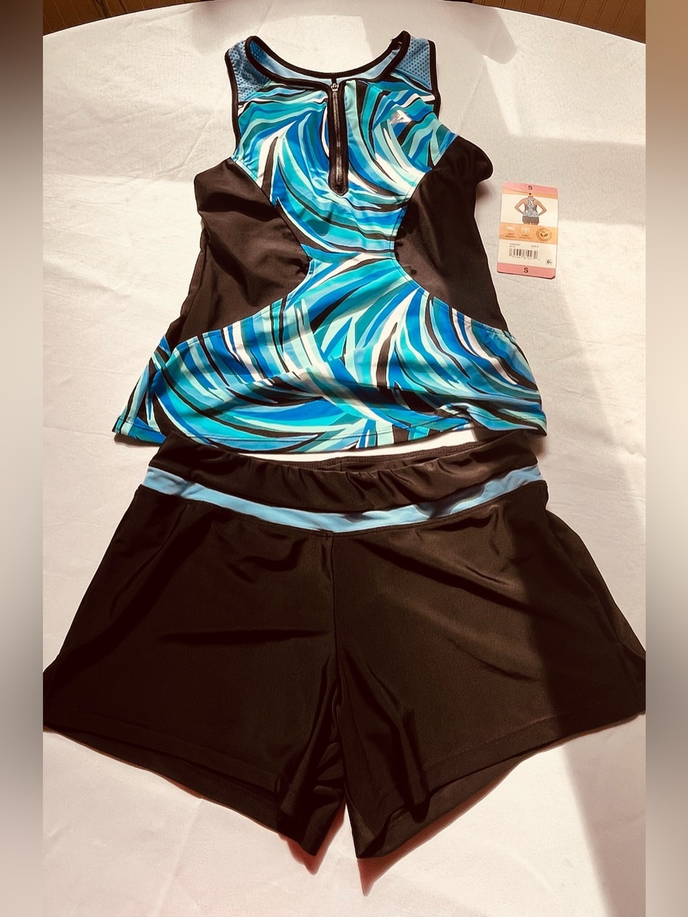 NWT ZeroXposur Size Small Black Blue Swimwear Top/Shorts Summer Vacay Resort